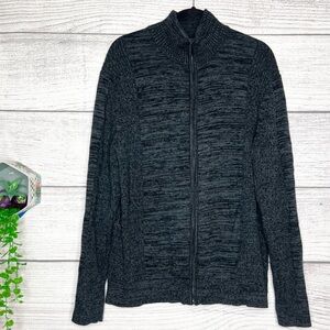 Calvin Klein Charcoal Gray & Black Full Zip Knit SweaterJacket Men’s Size XL